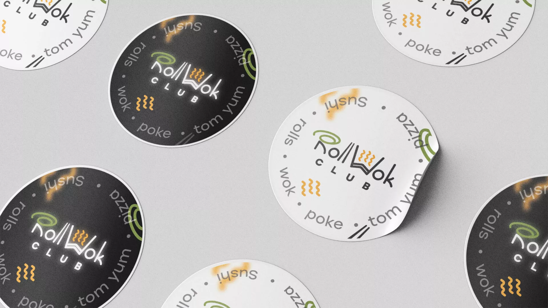 Разработка наклеек для суши-бара «Roll Wok Club» в Северобайкальске